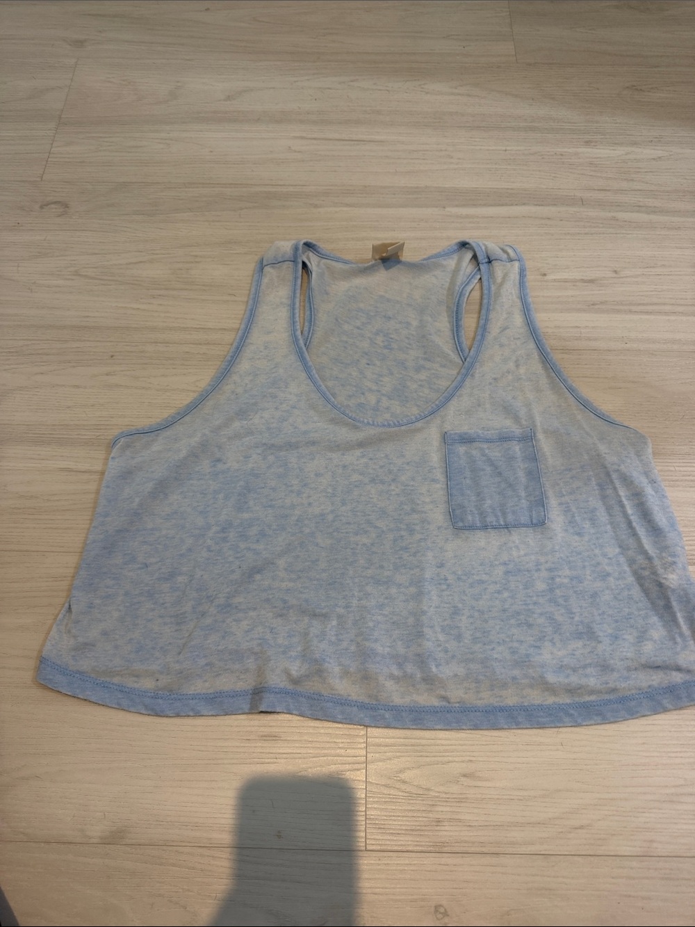 Light Blue Sheer Racerback Tank Top with Pocket